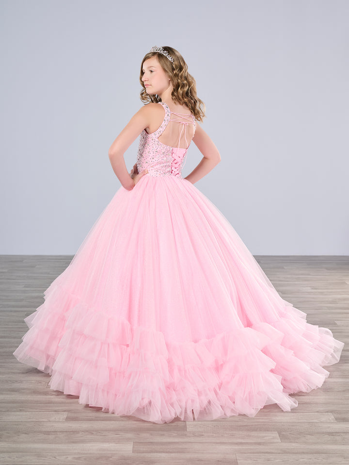 Girls Ruffled  Halter Gown by Tiffany Princess 13795