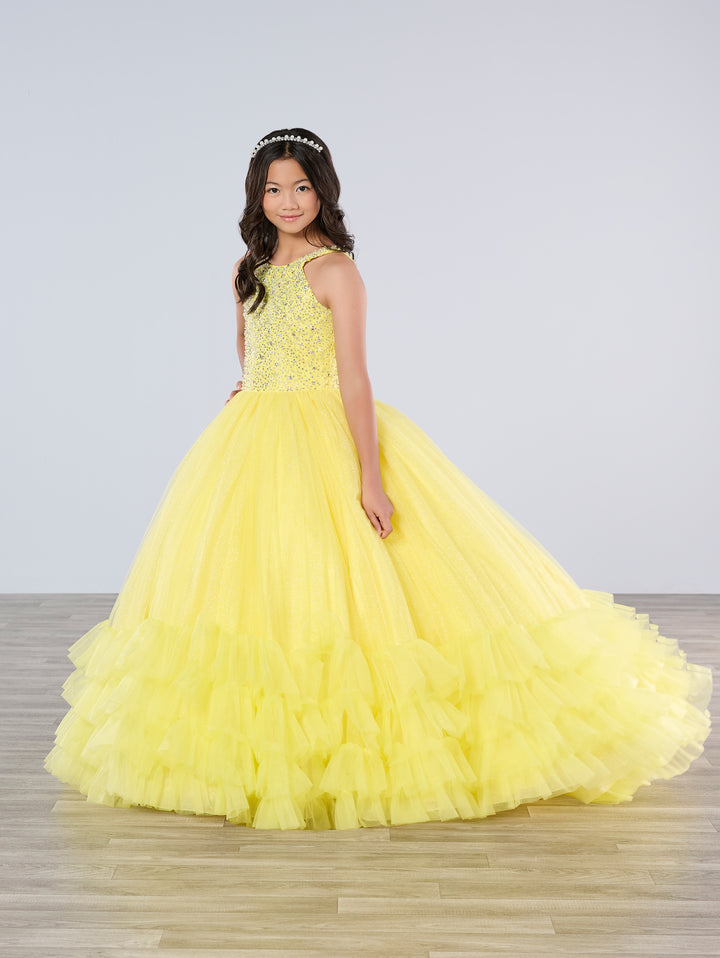 Girls Ruffled  Halter Gown by Tiffany Princess 13795