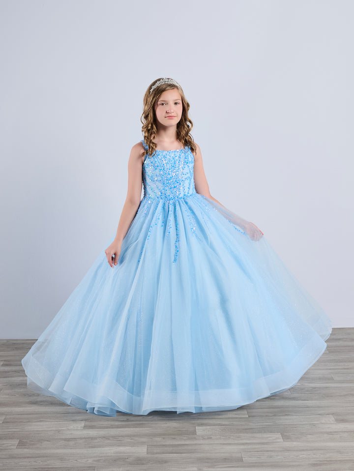 Girls Beaded Sleeveless Gown by Tiffany Princess 13796