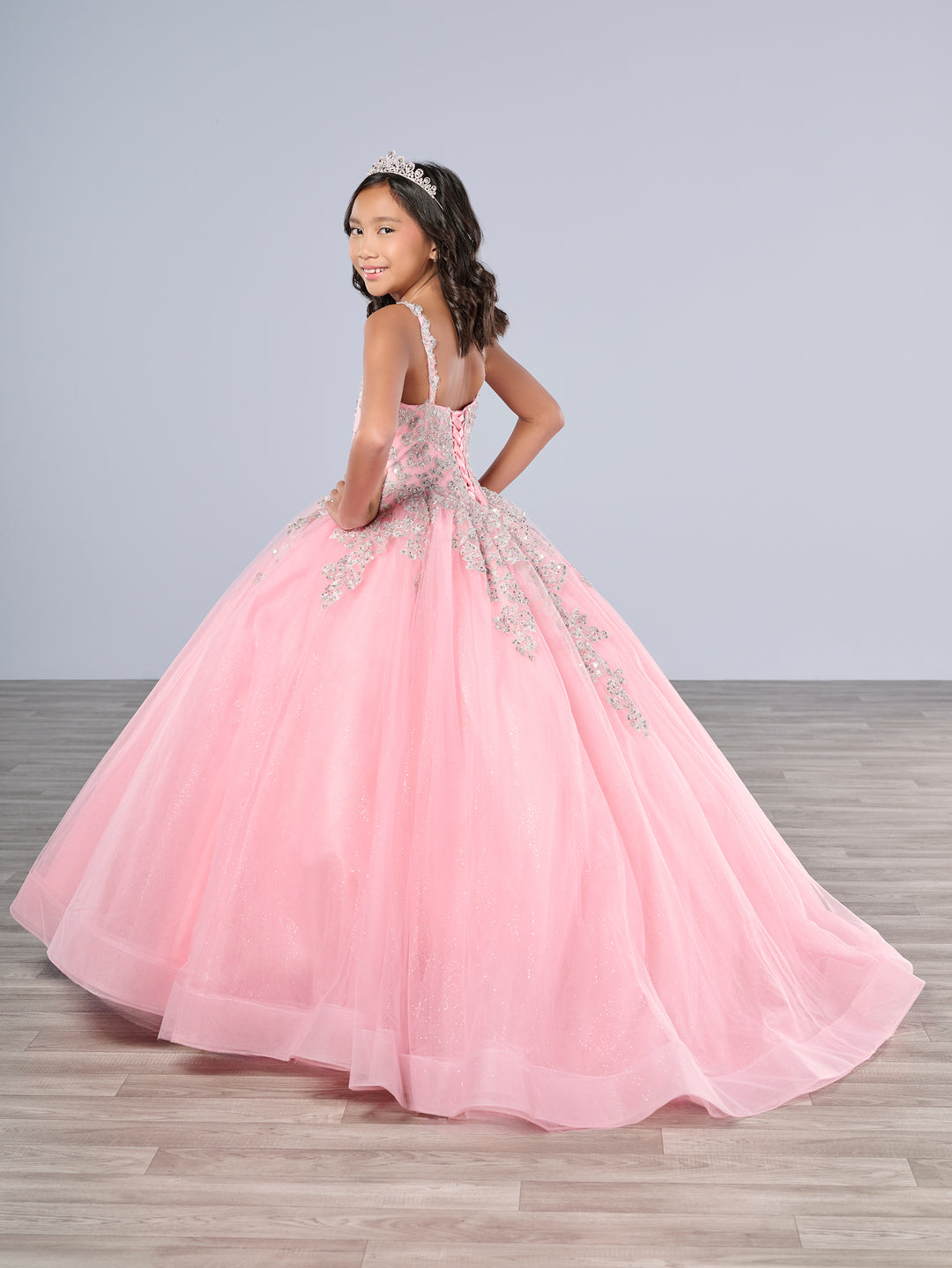 Girls Applique Sleeveless Gown by Tiffany Princess 13799