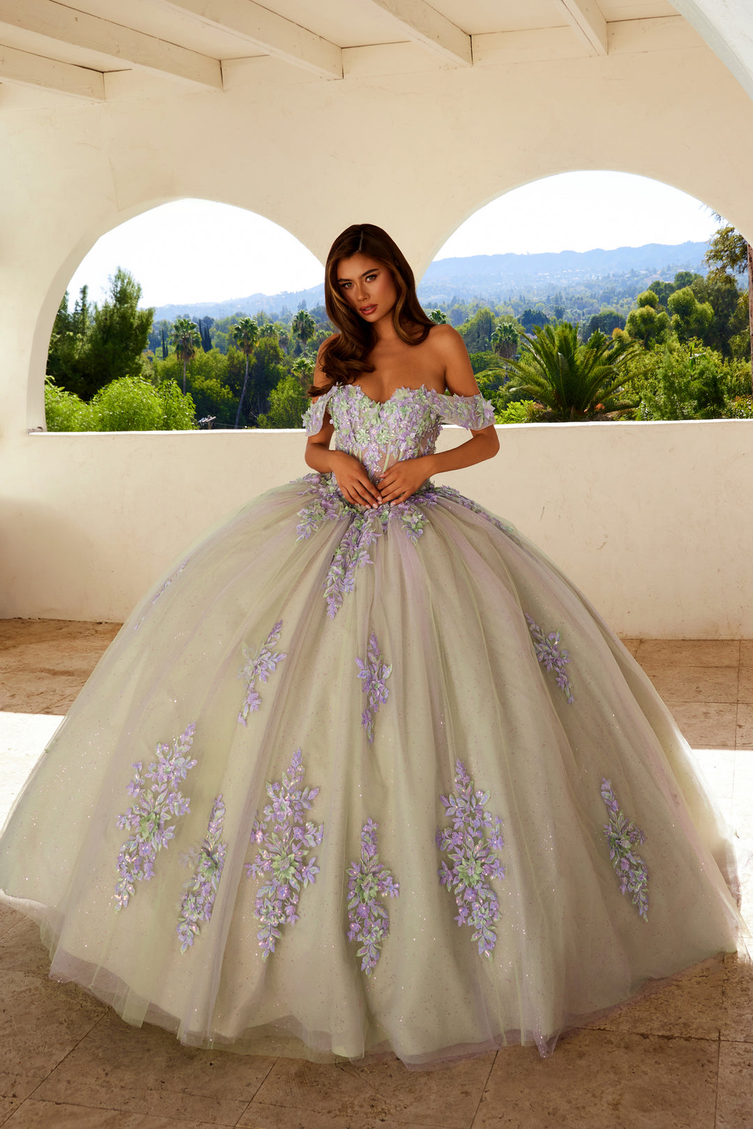 Applique Off Shoulder Ball Gown by Juliet JT1479J