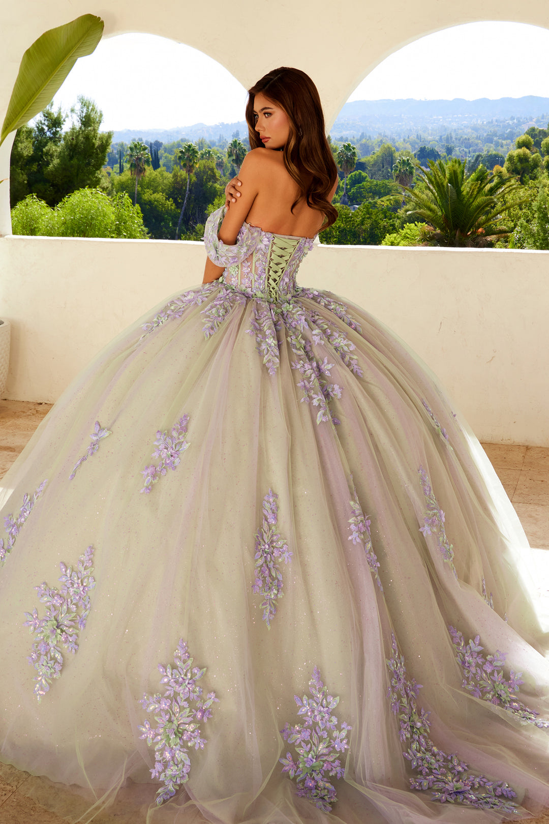 Applique Off Shoulder Ball Gown by Juliet JT1479J