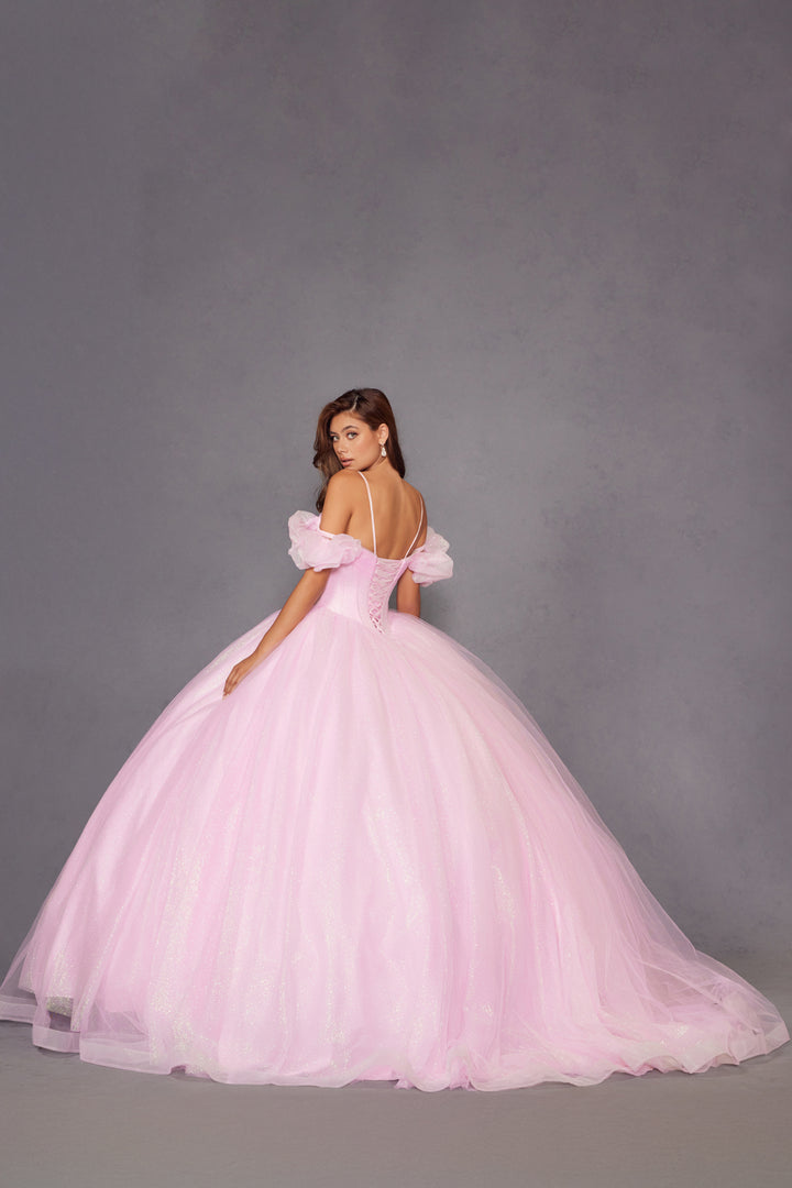 Glitter Tulle Off Shoulder Ball Gown by Juliet JT1487H