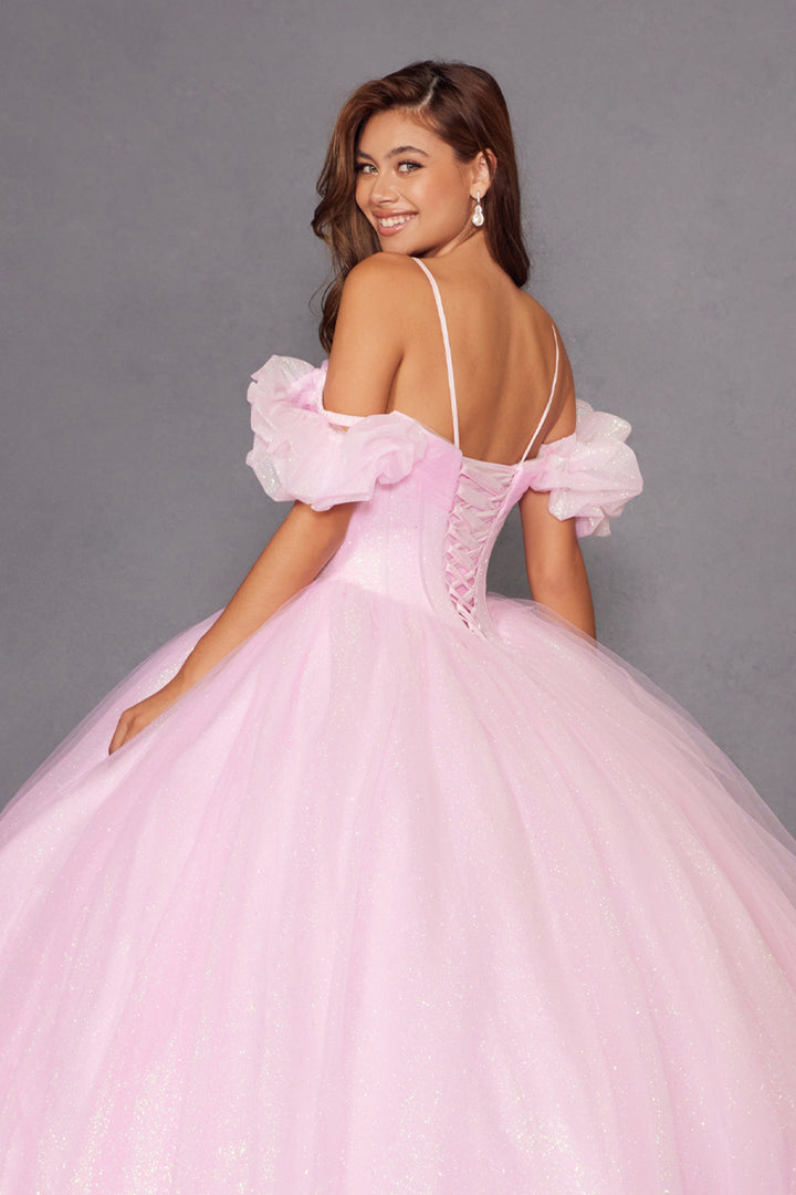 Glitter Tulle Off Shoulder Ball Gown by Juliet JT1487H