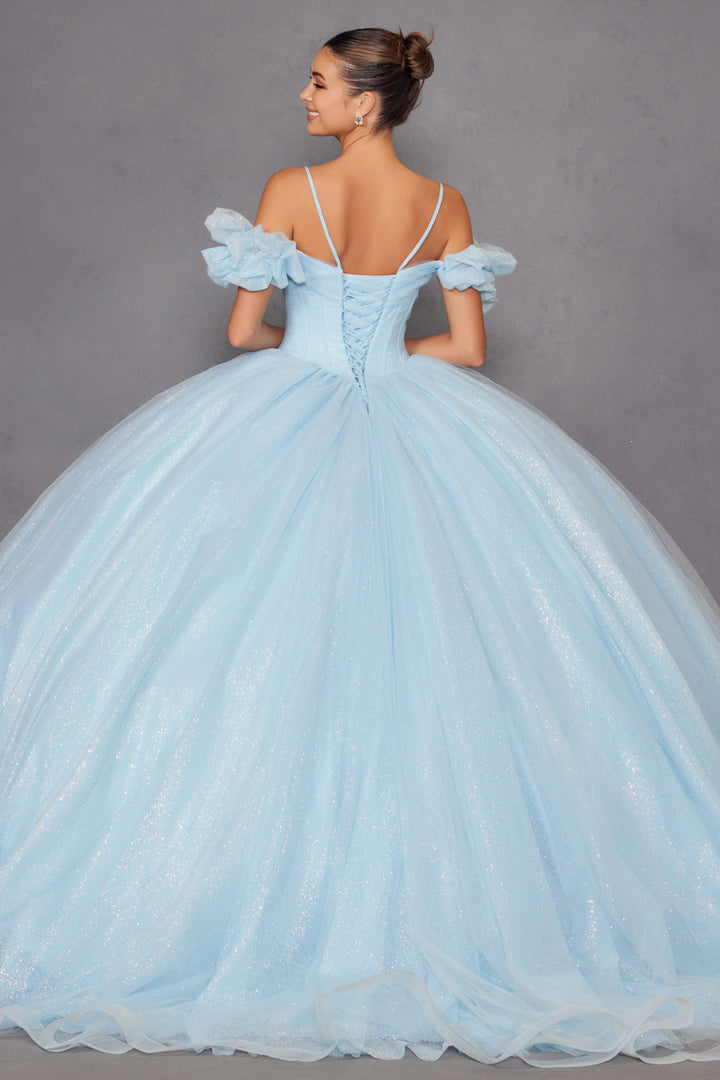 Glitter Tulle Off Shoulder Ball Gown by Juliet JT1487H