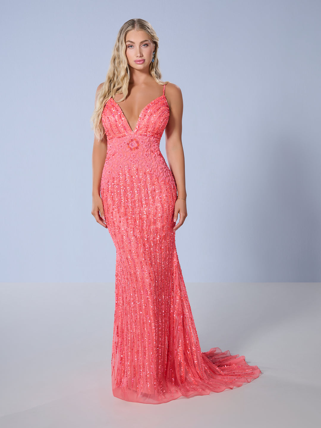 Beaded Fitted Sleeveless Gown by Tiffany Designs 16157