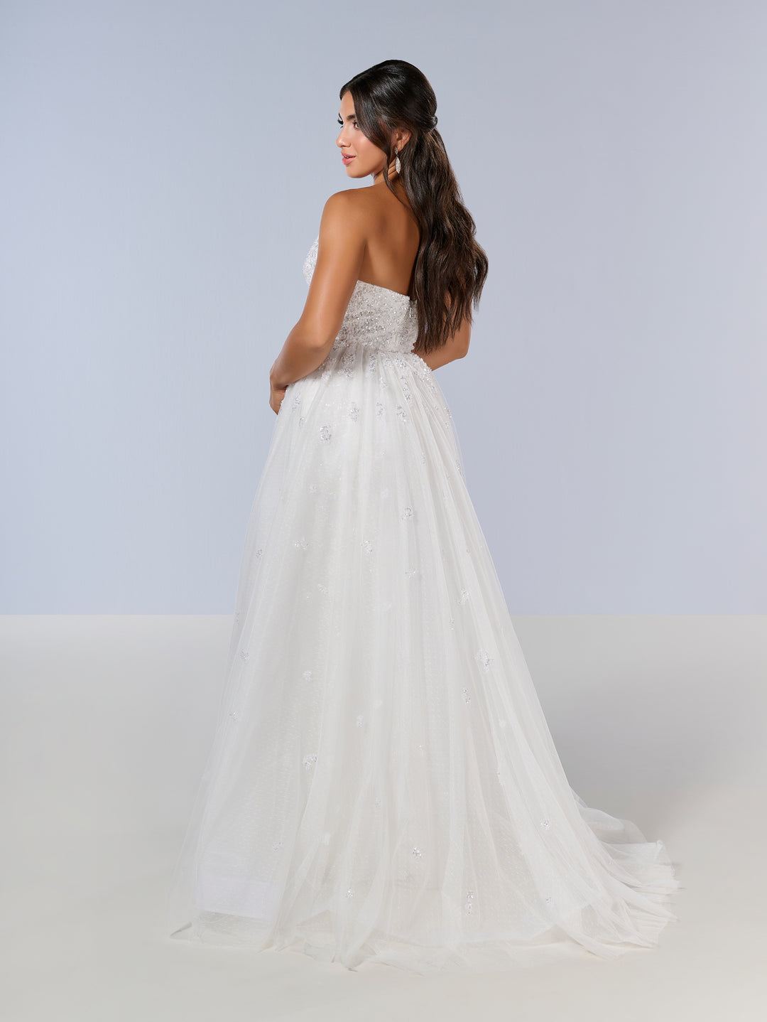 Beaded Strapless Overskirt Gown by Tiffany Designs 16209