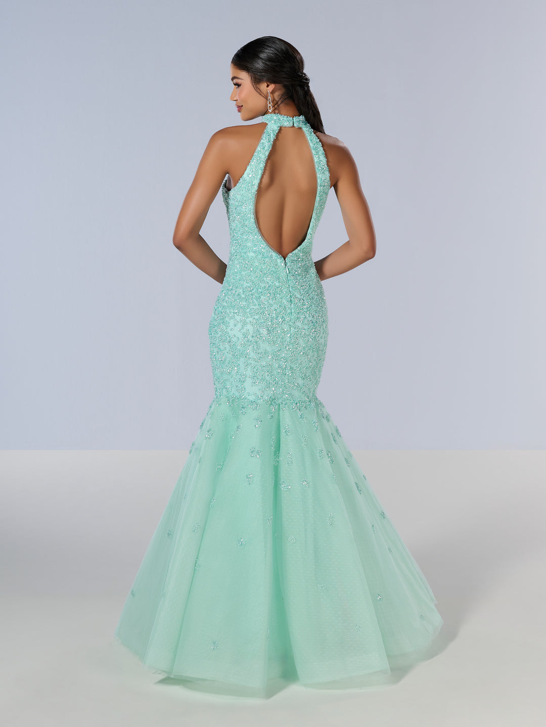 Beaded Halter Mermaid Dress by Tiffany Designs 16210