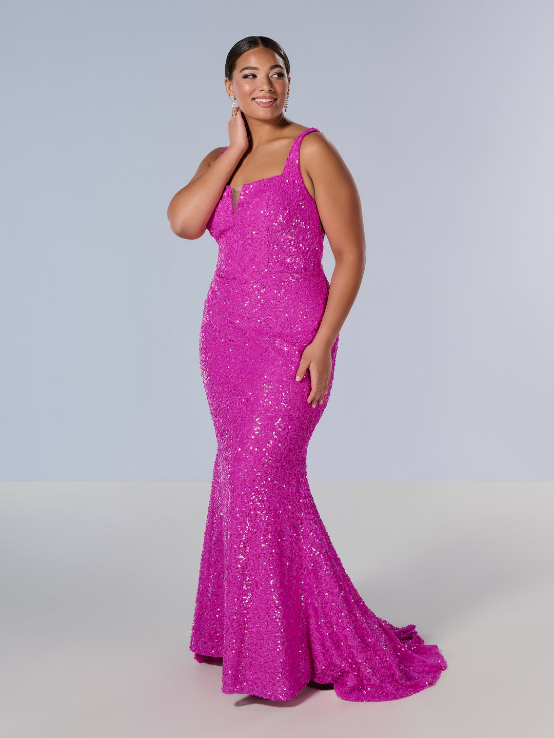 Plus Size Fitted Sequin Gown by Tiffany Designs 16231