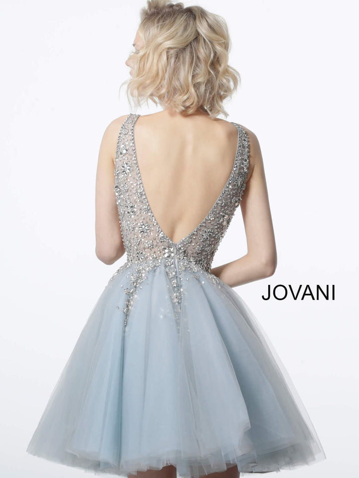 Beaded Short V-Neck A-line Dress by Jovani 1774