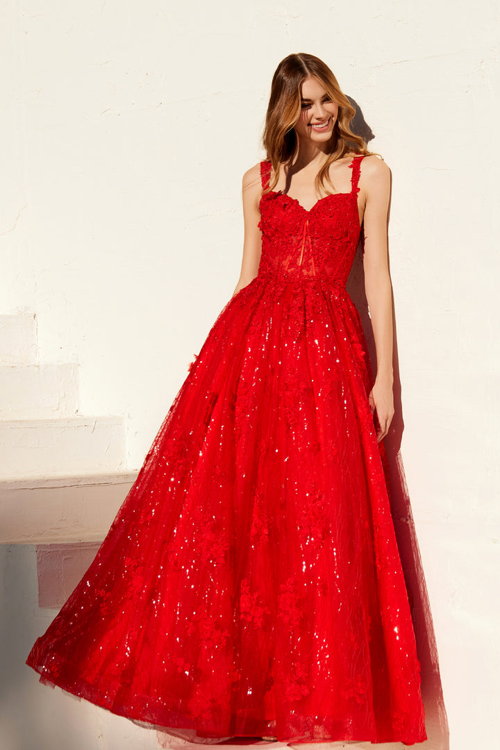 Applique Sweetheart A-line Gown by Juliet JT2495A