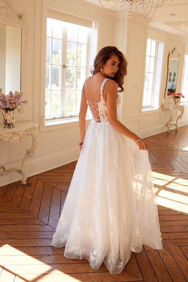 Applique Sleeveless A-line Bridal Gown by Juliet JT2495AW