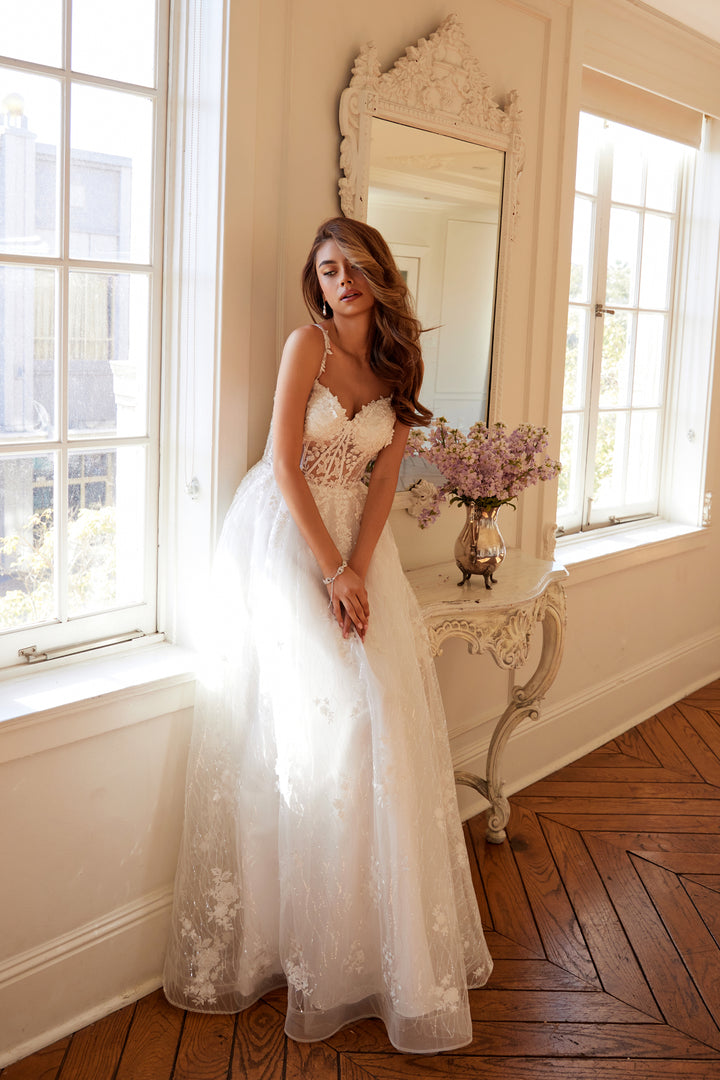 Applique Sleeveless A-line Bridal Gown by Juliet JT2495AW