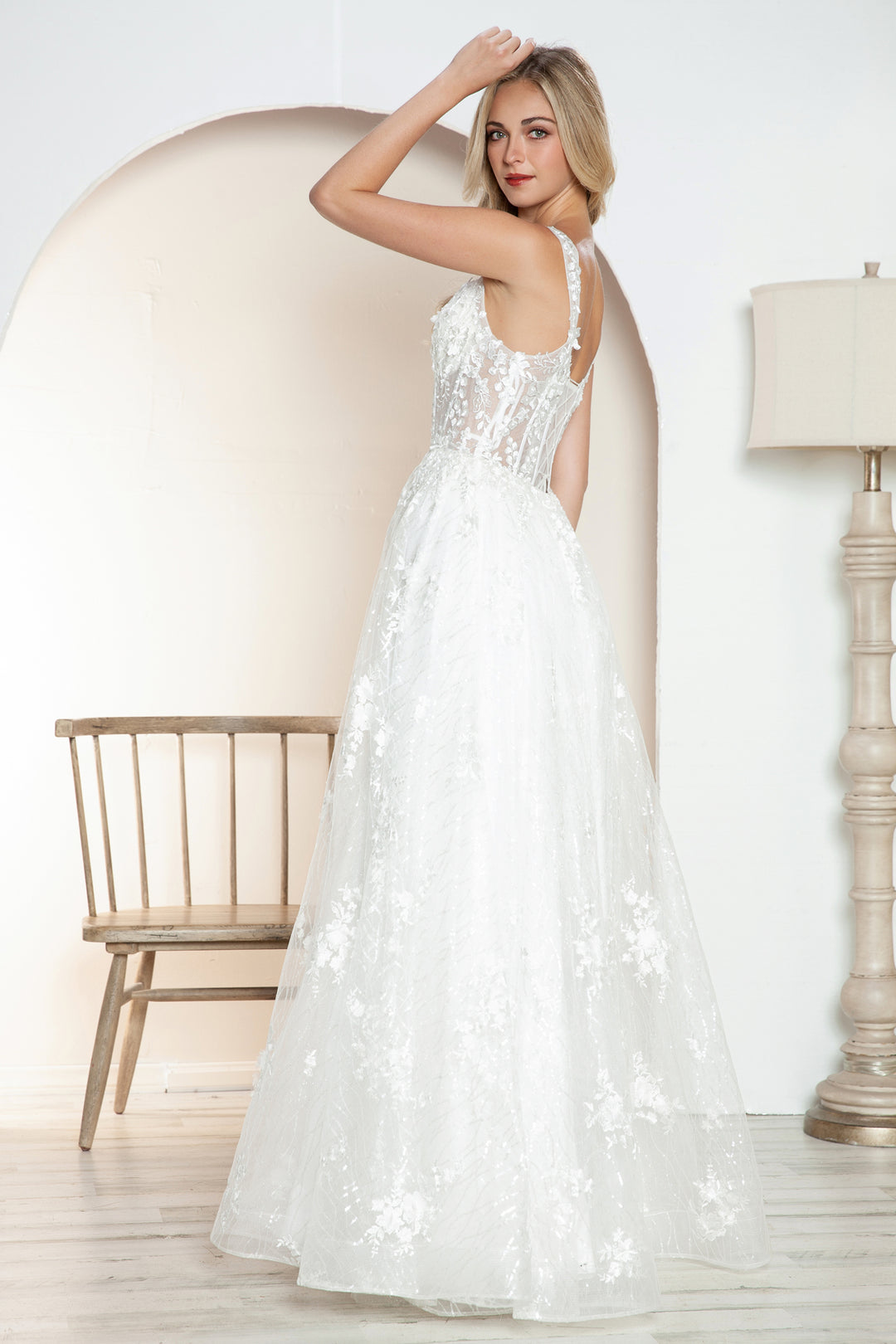 Applique Sleeveless A-line Bridal Gown by Juliet JT2495AW