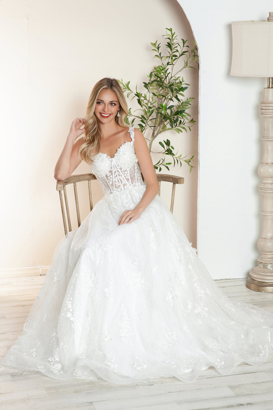 Applique Sleeveless A-line Bridal Gown by Juliet JT2495AW