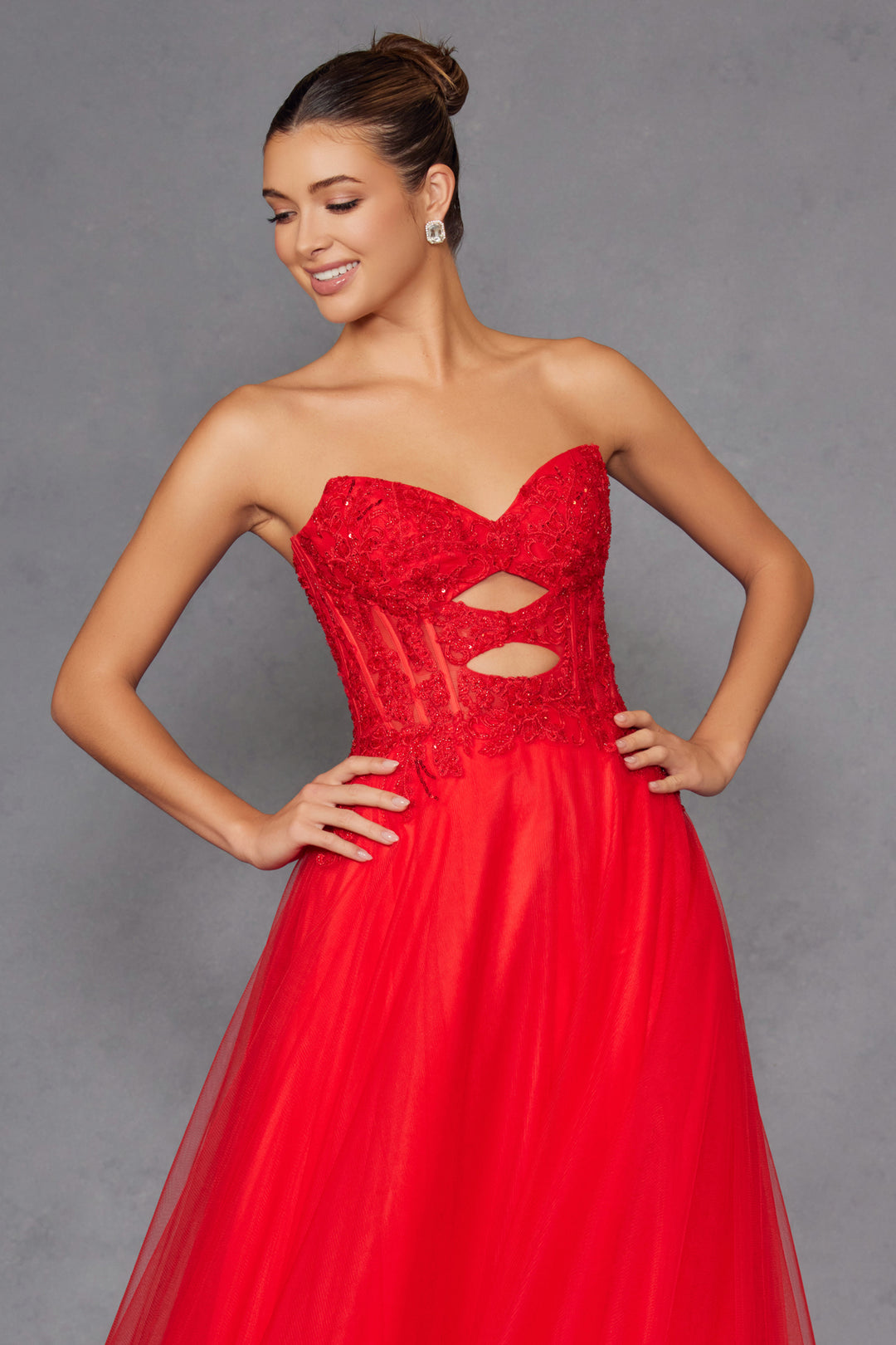 Strapless A-line Ruffled Gown by Juliet JT2561S