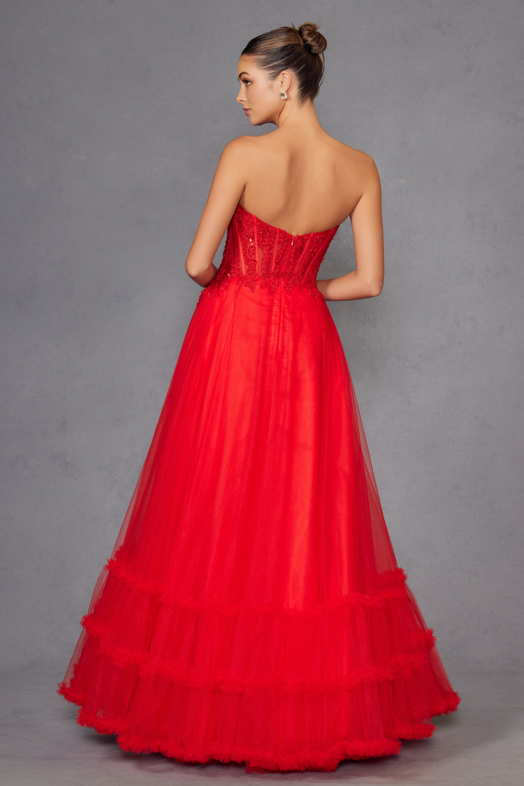 Strapless A-line Ruffled Gown by Juliet JT2561S