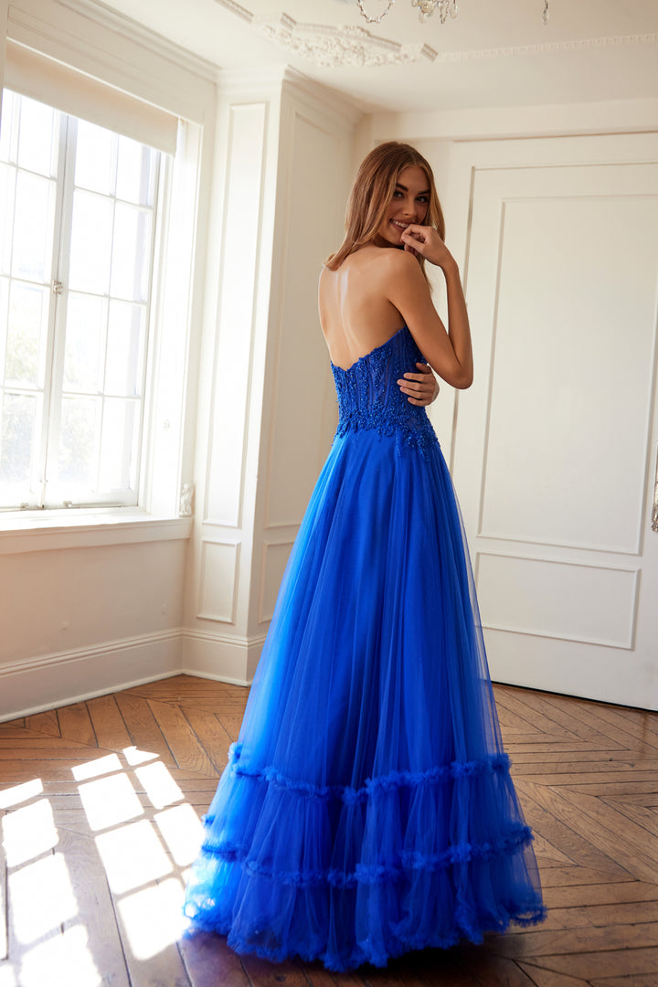 Strapless A-line Ruffled Gown by Juliet JT2561S