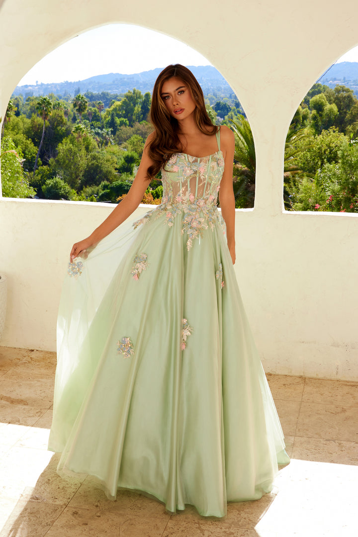 Applique Sleeveless A-line Gown by Juliet JT2565U