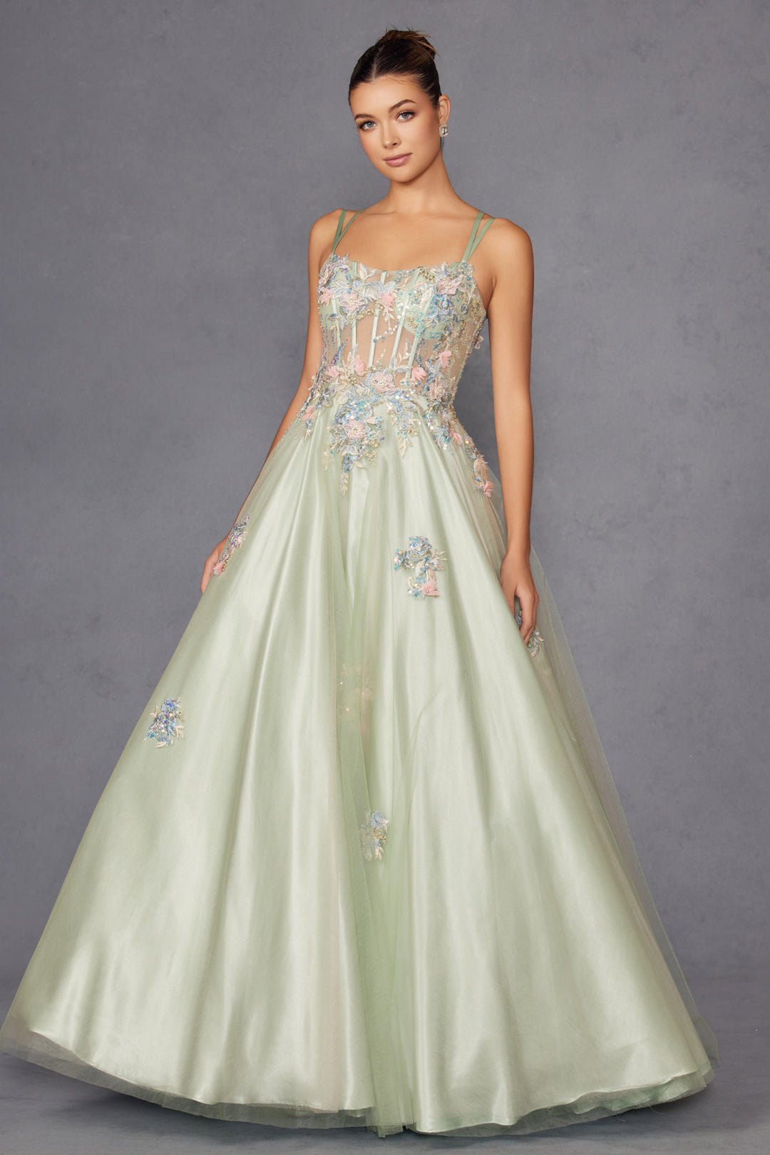 Applique Sleeveless A-line Gown by Juliet JT2565U