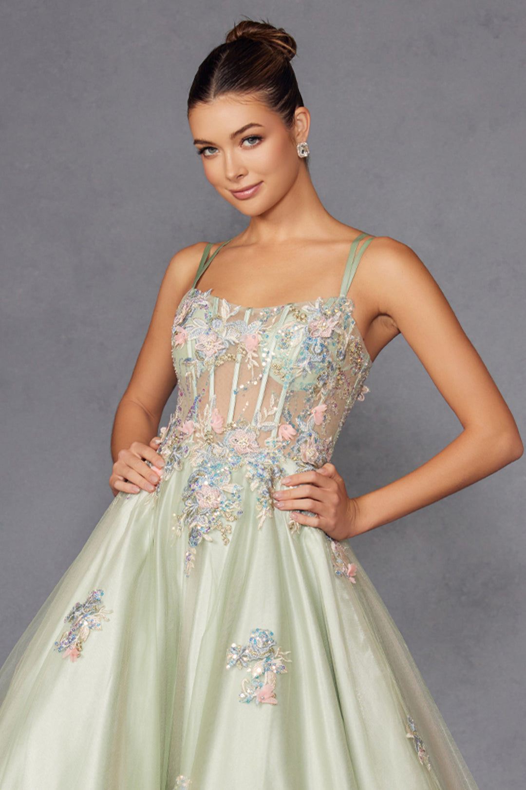 Applique Sleeveless A-line Gown by Juliet JT2565U