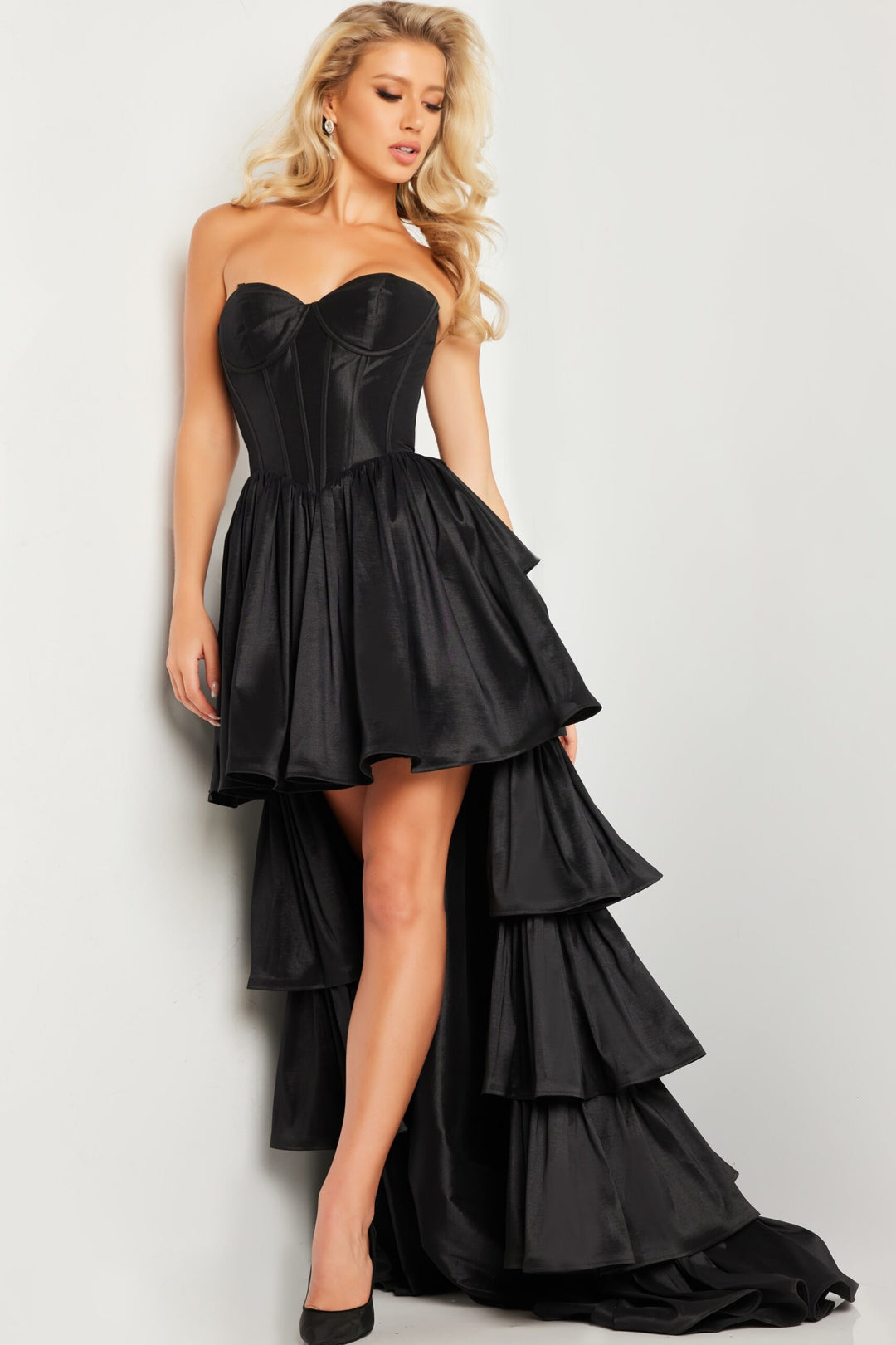 Taffeta Strapless High Low Gown by Jovani 26006