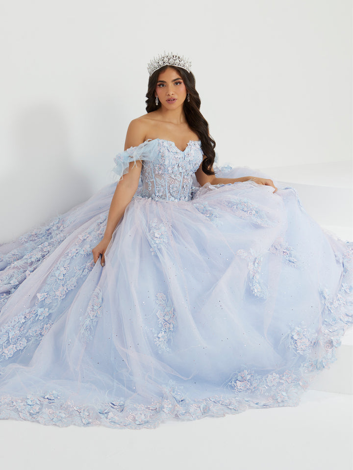 Off Shoulder Sheer Corset Quinceanera Dress by House of Wu 26047