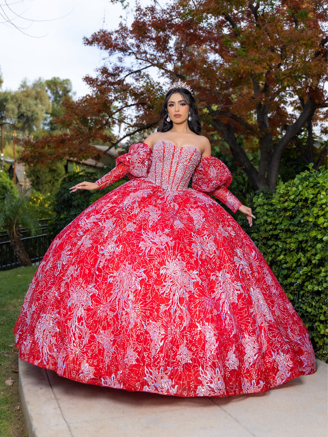 Puff Sleeve Strapless Ball Gown by LizLuo Quince 26084