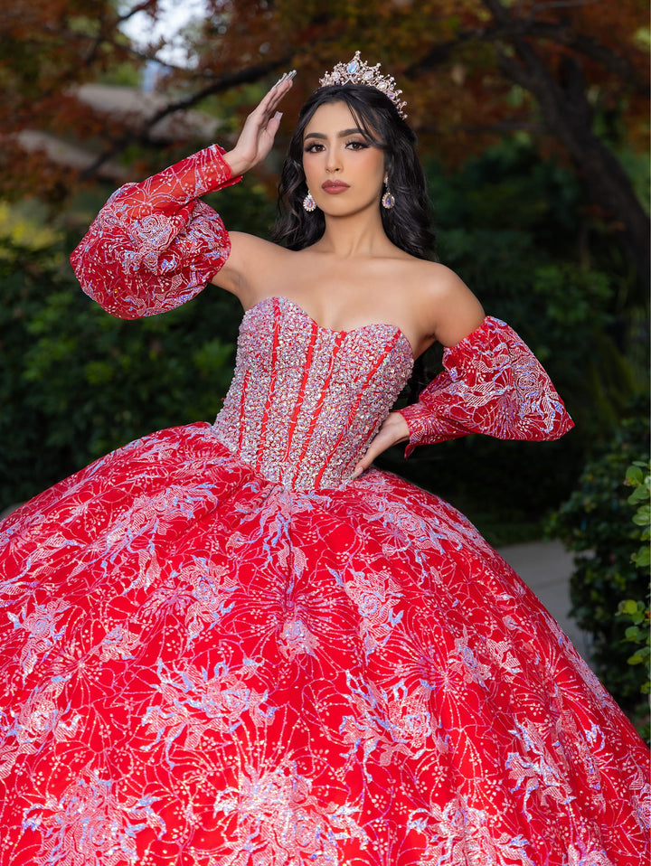 Puff Sleeve Strapless Ball Gown by LizLuo Quince 26084