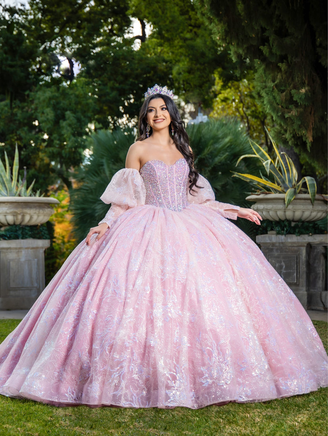 Puff Sleeve Strapless Ball Gown by LizLuo Quince 26084