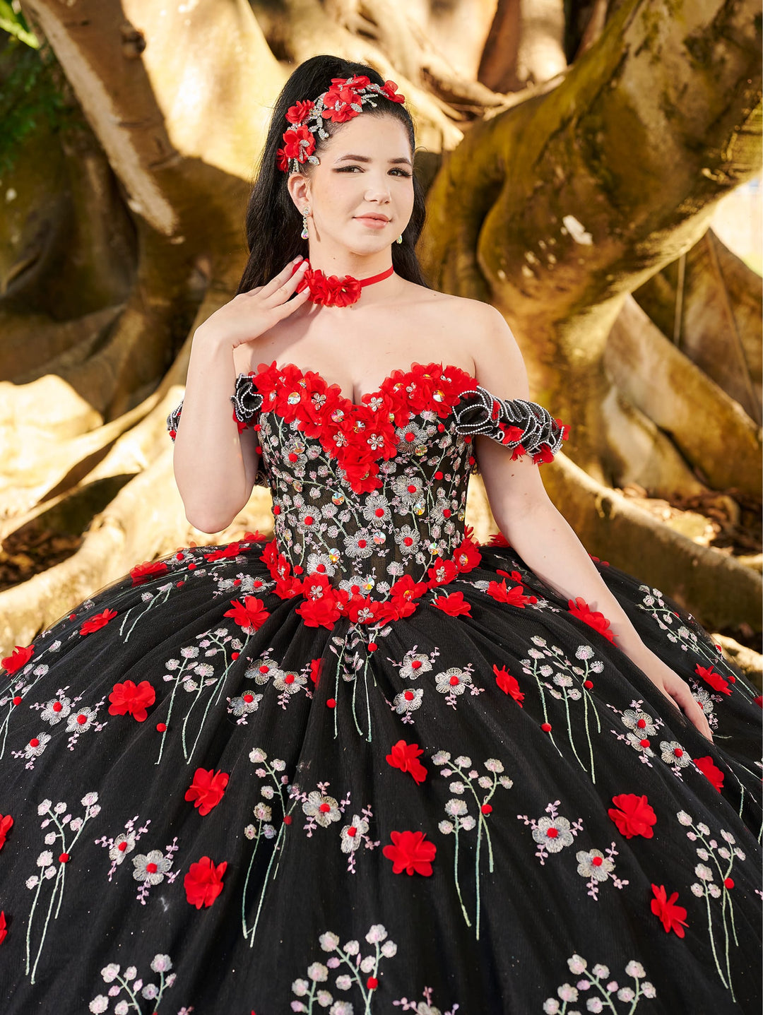 3D Floral Strapless Ball Gown by LizLuo Quince 26099