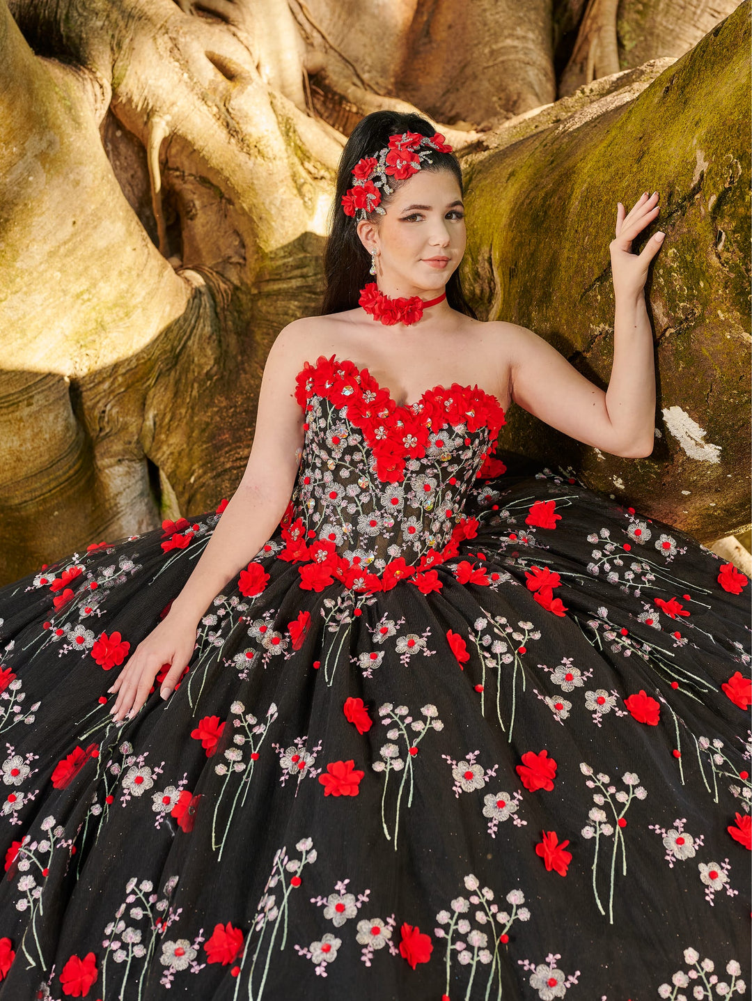 3D Floral Strapless Ball Gown by LizLuo Quince 26099