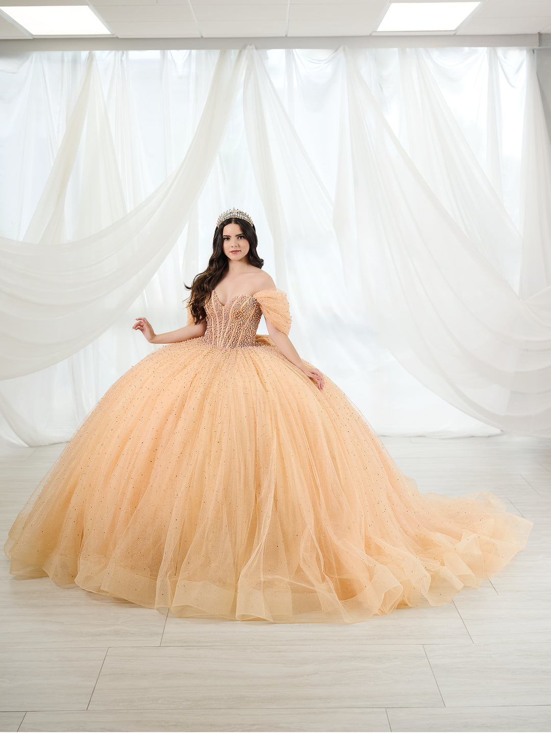 Puff Sleeve Strapless Ball Gown by LizLuo Quince 26102