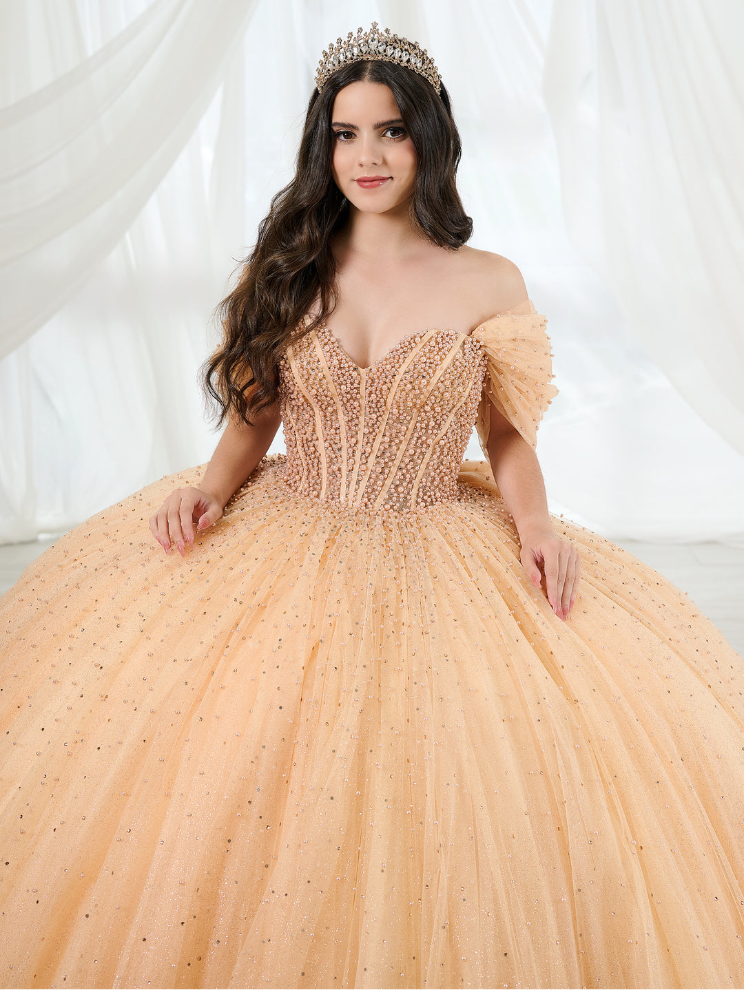 Puff Sleeve Strapless Ball Gown by LizLuo Quince 26102