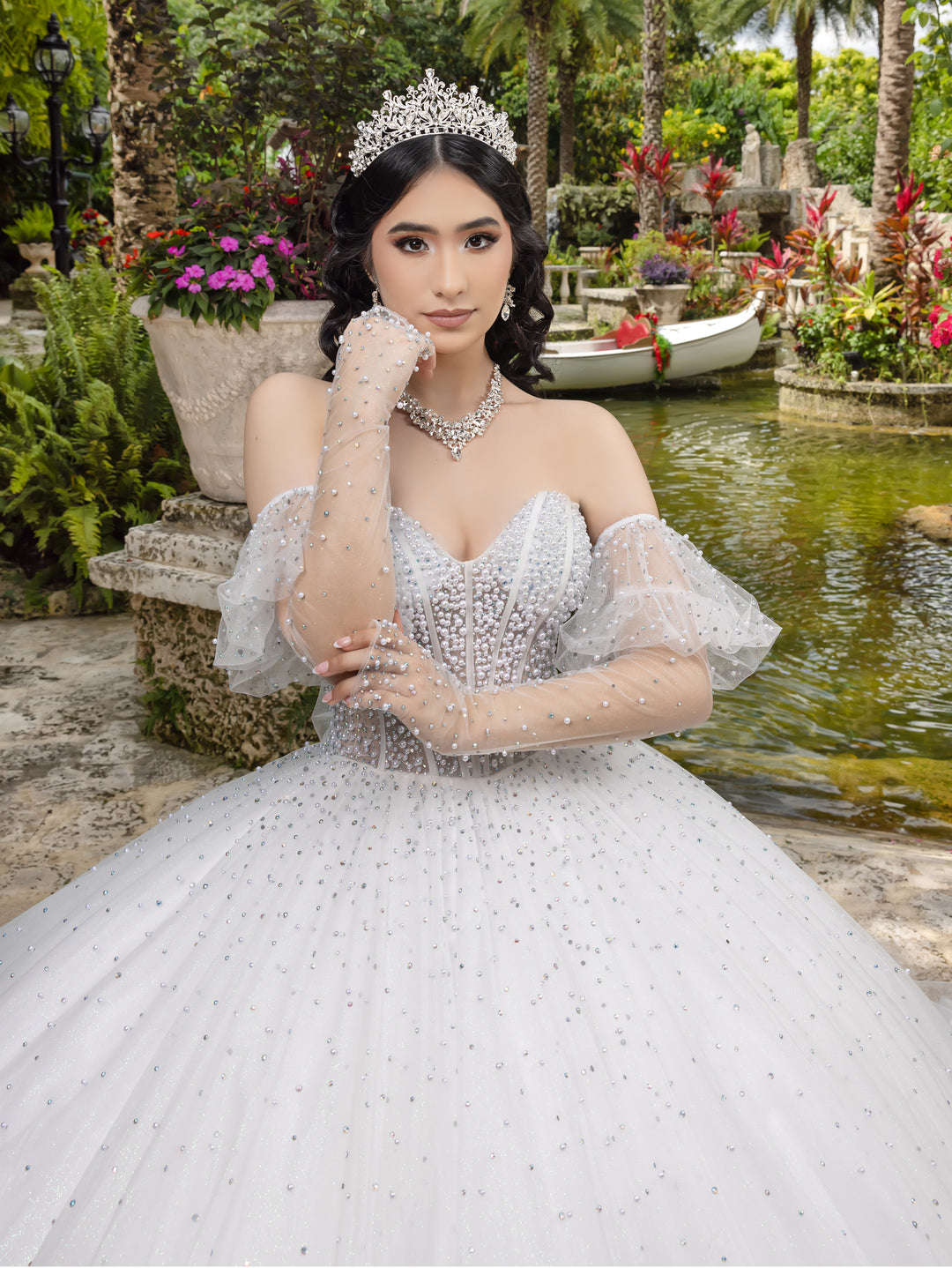 Puff Sleeve Strapless Ball Gown by LizLuo Quince 26102