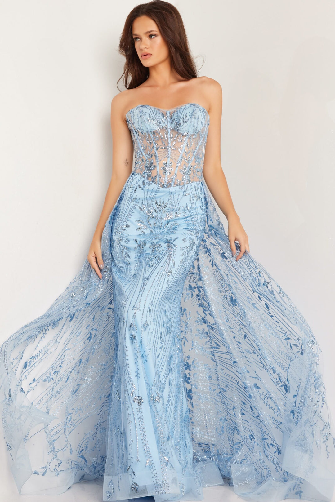 Tulle Strapless Corset Mermaid Dress by Jovani 26113