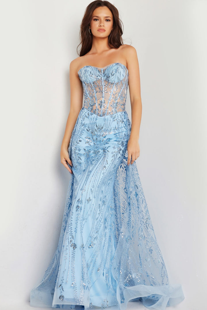 Tulle Strapless Corset Mermaid Dress by Jovani 26113