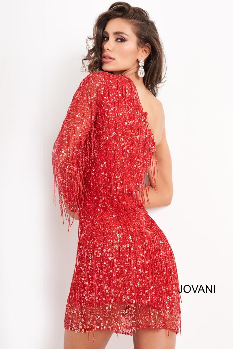 Long Sleeve Fringe Cocktail Dress by Jovani 2645