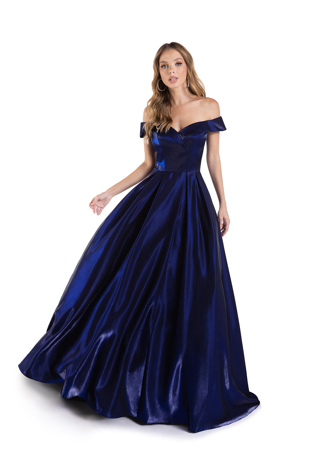 Satin Off Shoulder A-line Gown by Lucci Lu 28063