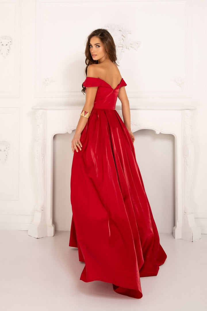 Satin Off Shoulder A-line Gown by Lucci Lu 28063