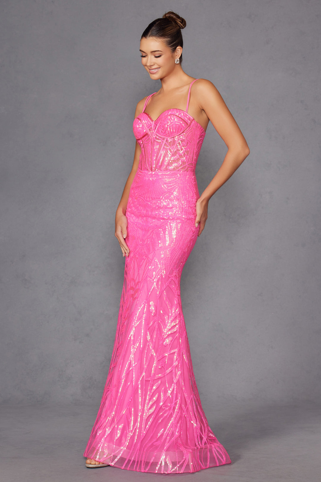 Sequin Print Sleeveless Gown by Juliet JT2886C