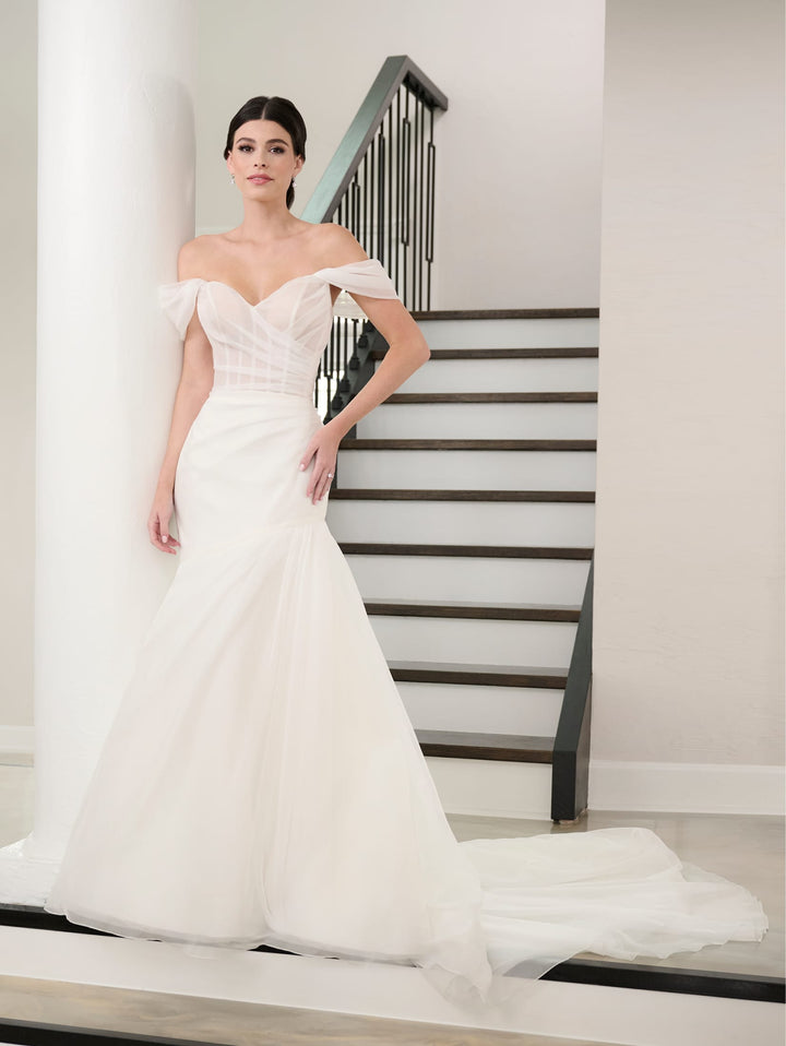 Fitted Off Shoulder Bridal Gown by Adrianna Papell 31292