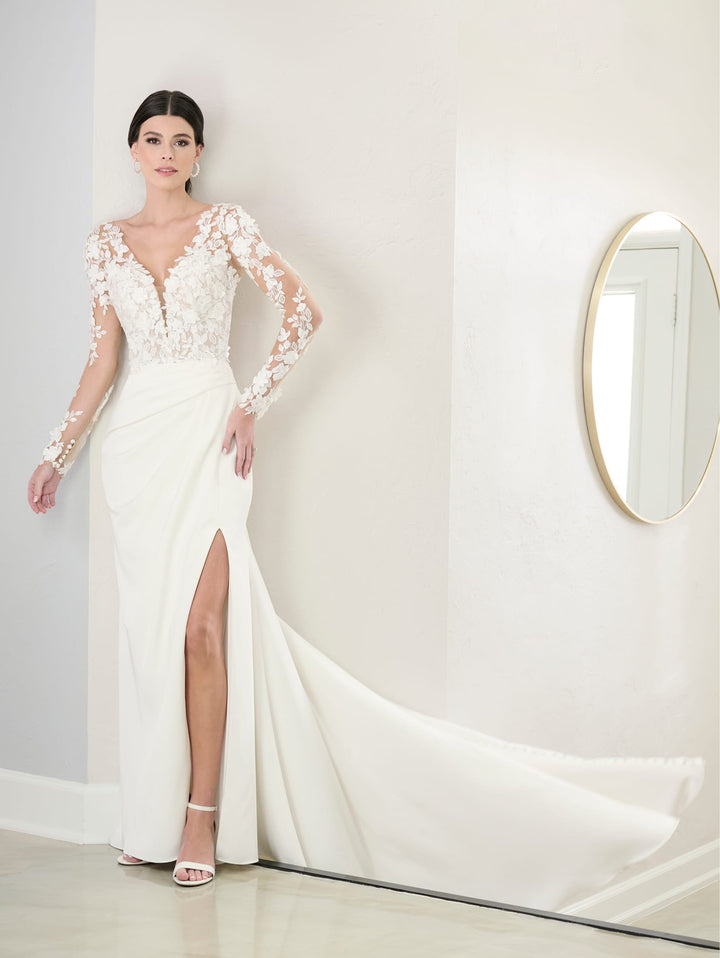 Applique Bridal Slit Gown by Adrianna Papell 31296