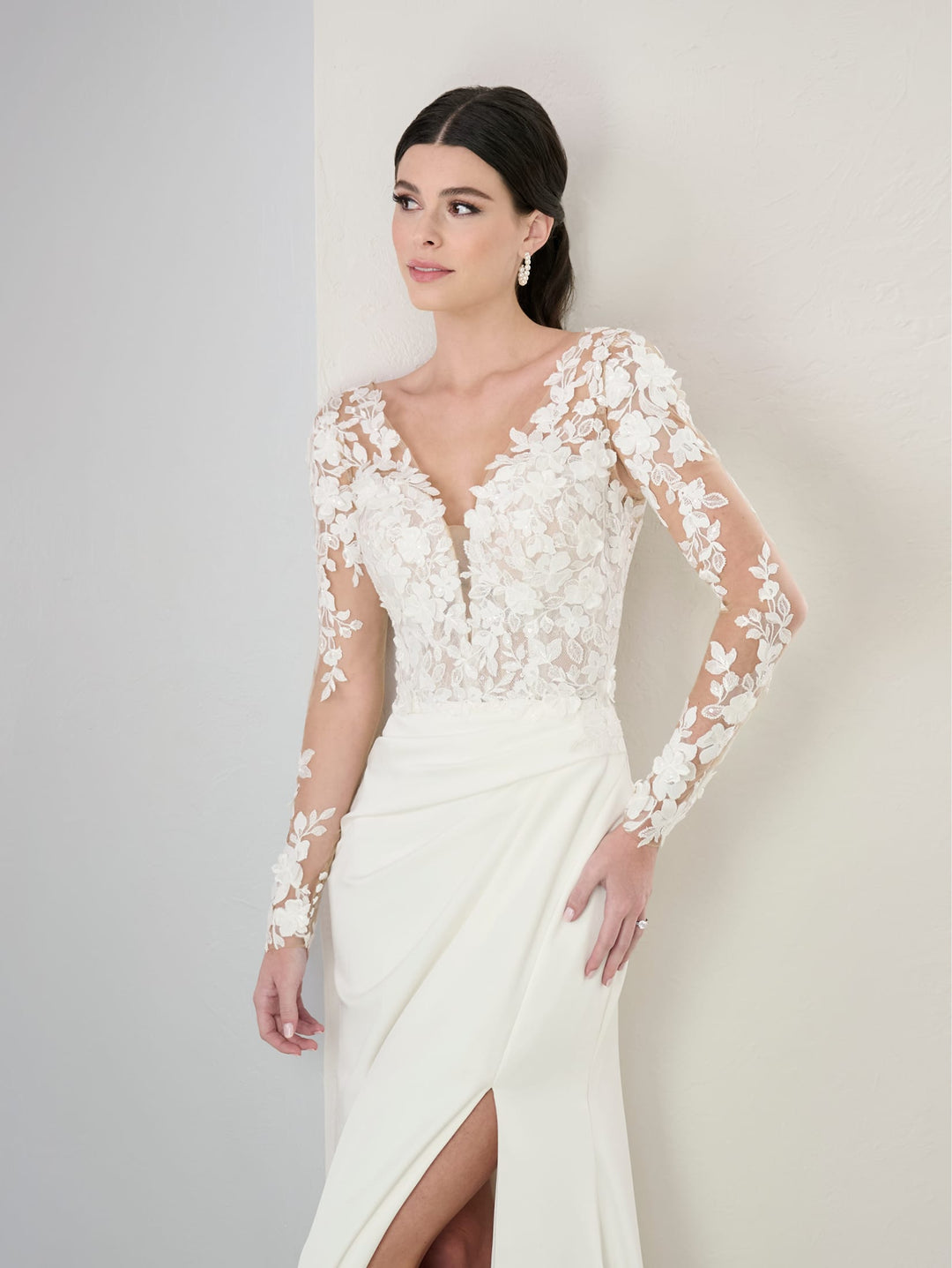 Applique Bridal Slit Gown by Adrianna Papell 31296