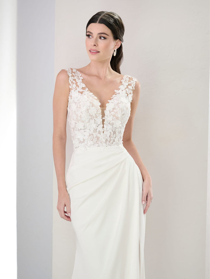 Applique Bridal Slit Gown by Adrianna Papell 31296