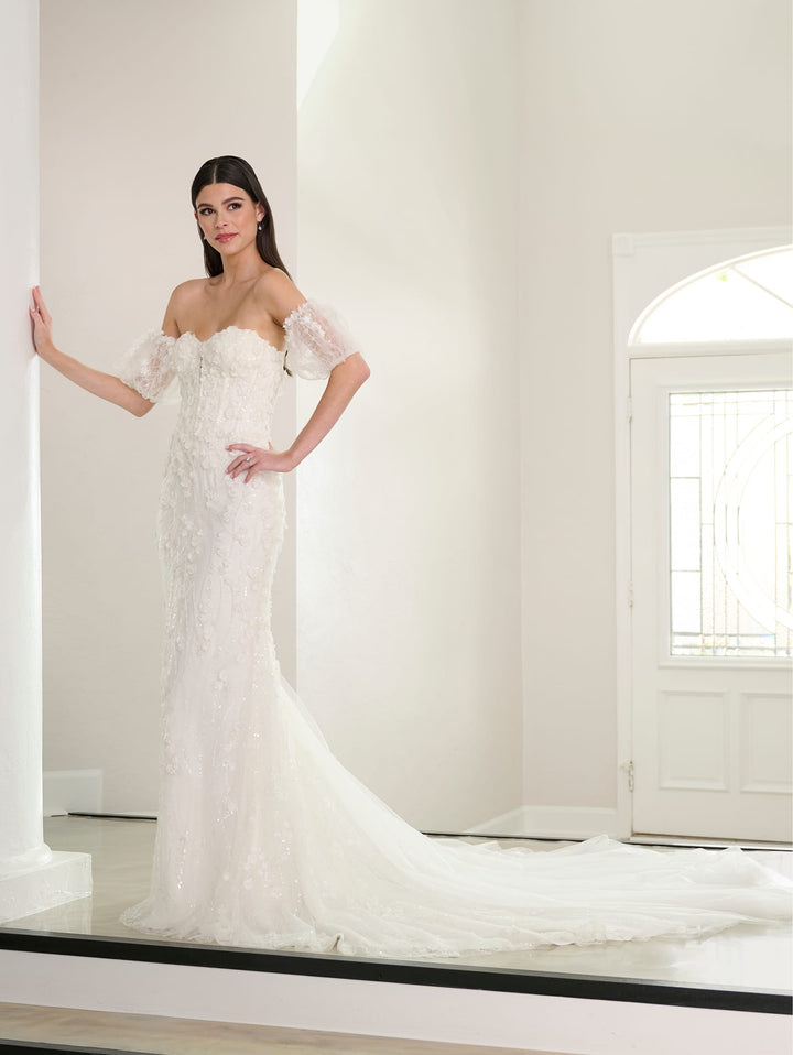 Applique Sweetheart Bridal Gown by Adrianna Papell 31298