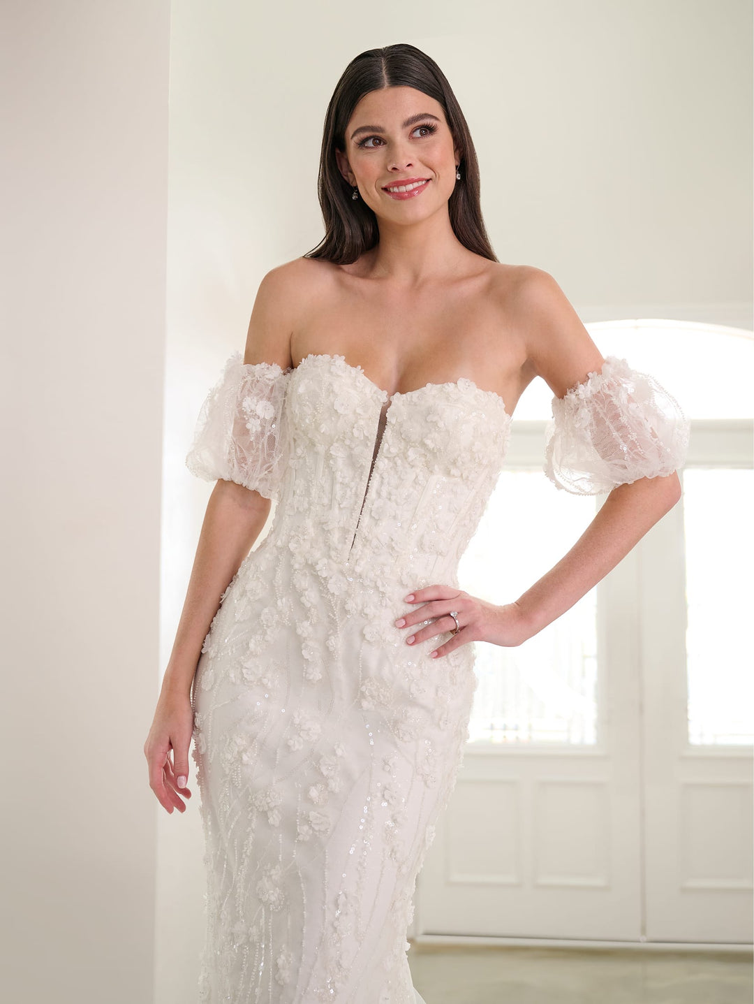 Applique Sweetheart Bridal Gown by Adrianna Papell 31298