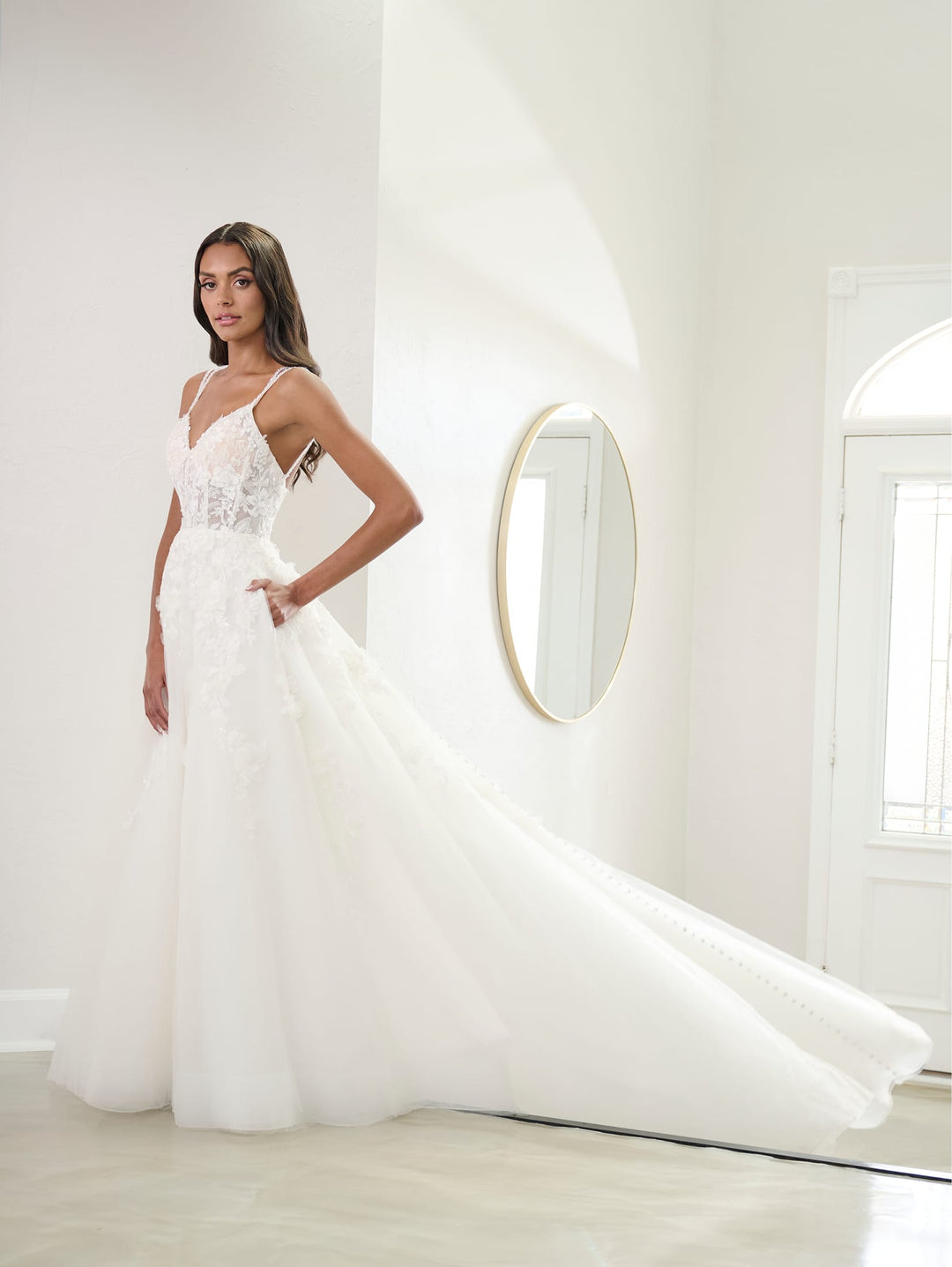 Applique Sleeveless A-line Bridal Gown by Adrianna Papell 31301