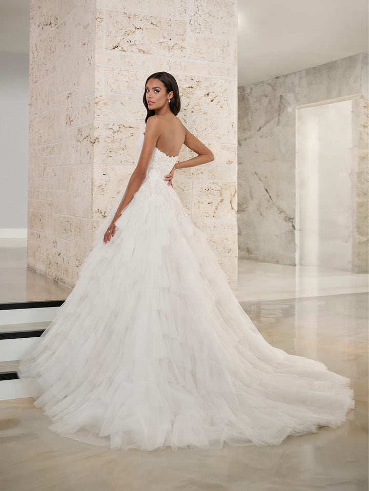 Strapless Tiered A-line Bridal Gown by Adrianna Papell 31305