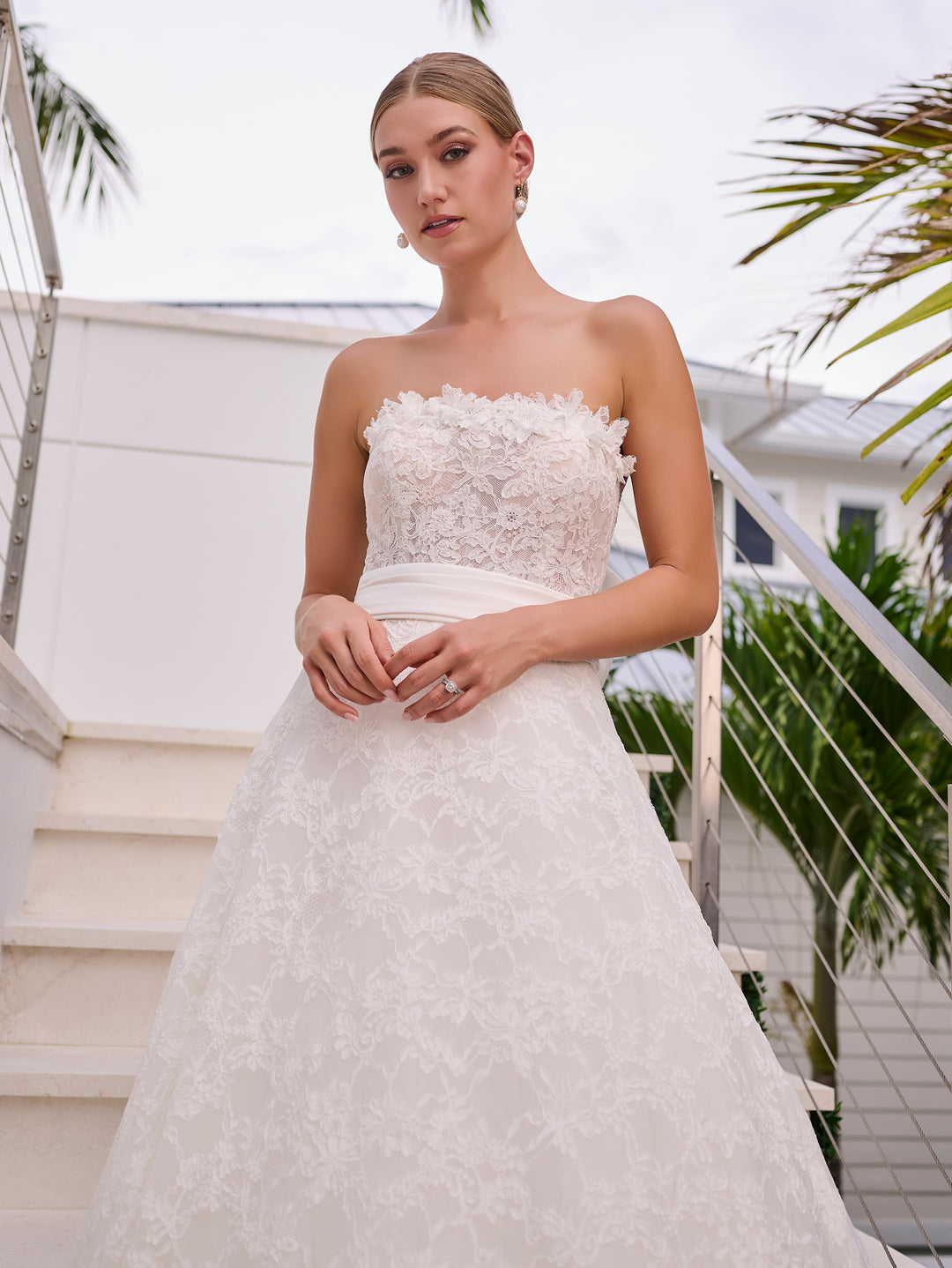 Lace Strapless Bridal Ball Gown by Adrianna Papell 31313